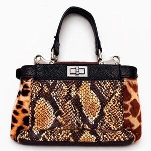 Lavorazione Artigianale Italian Calf Hair & Snakeskin Leather Peekaboo Style Bag
